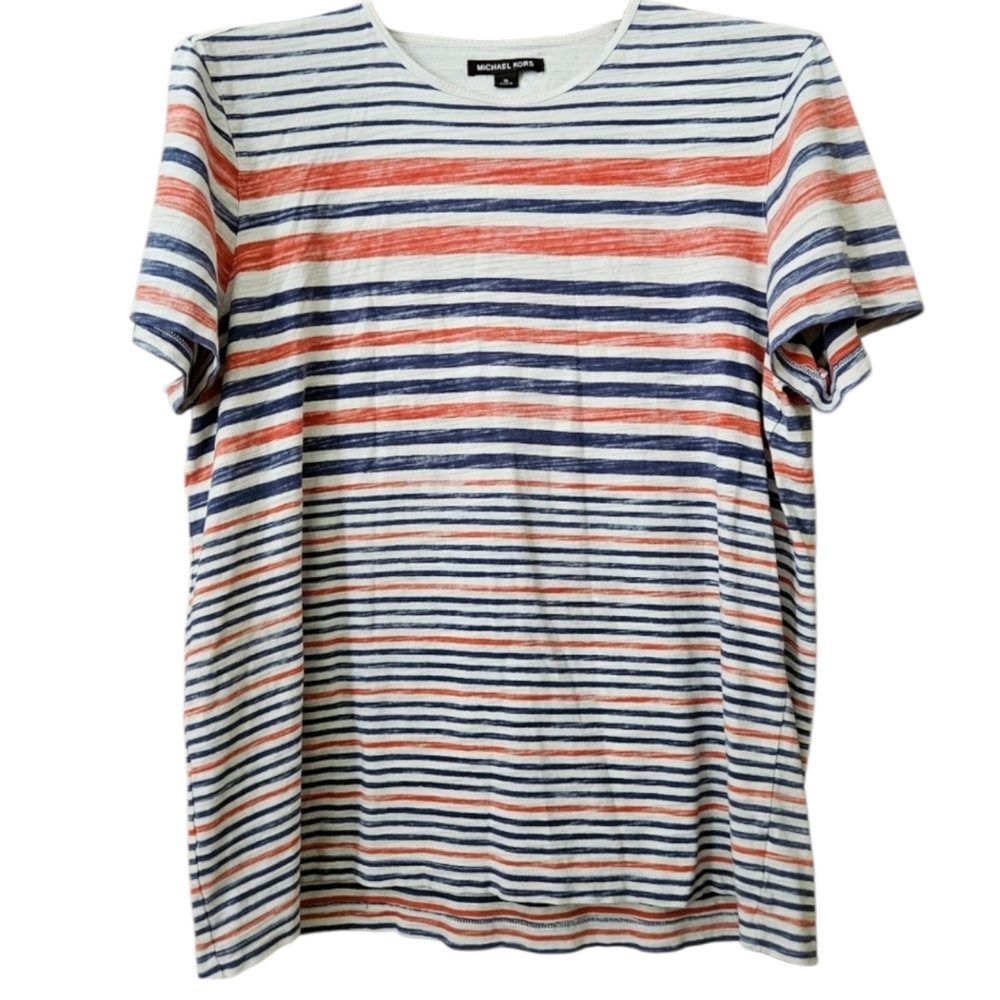 MICHAEL KORS T shirt Mens XL red blue white stripes ultra soft lightweight GUC